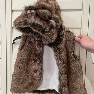 Toddler fur vest with animal hood